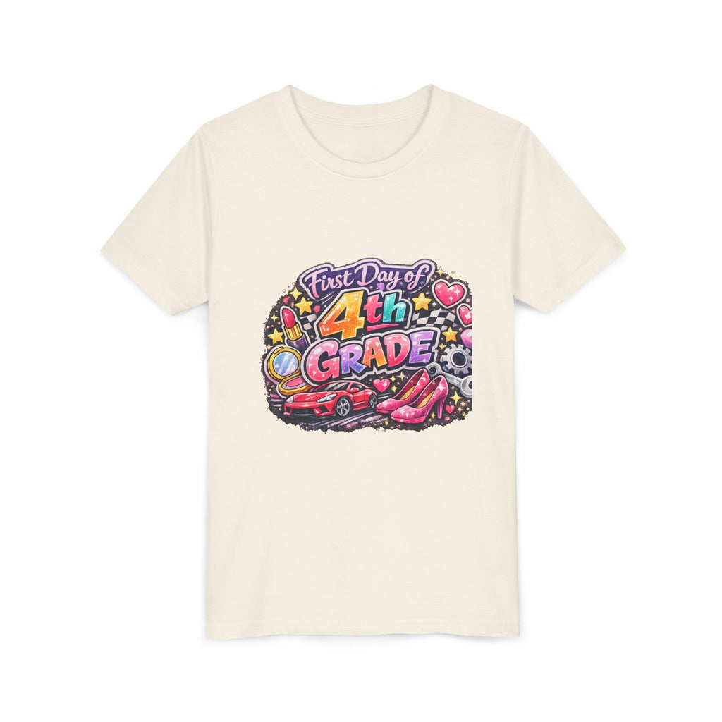 First Day of 4th Grade Youth Tee – Back-to-School Kids Shirt
