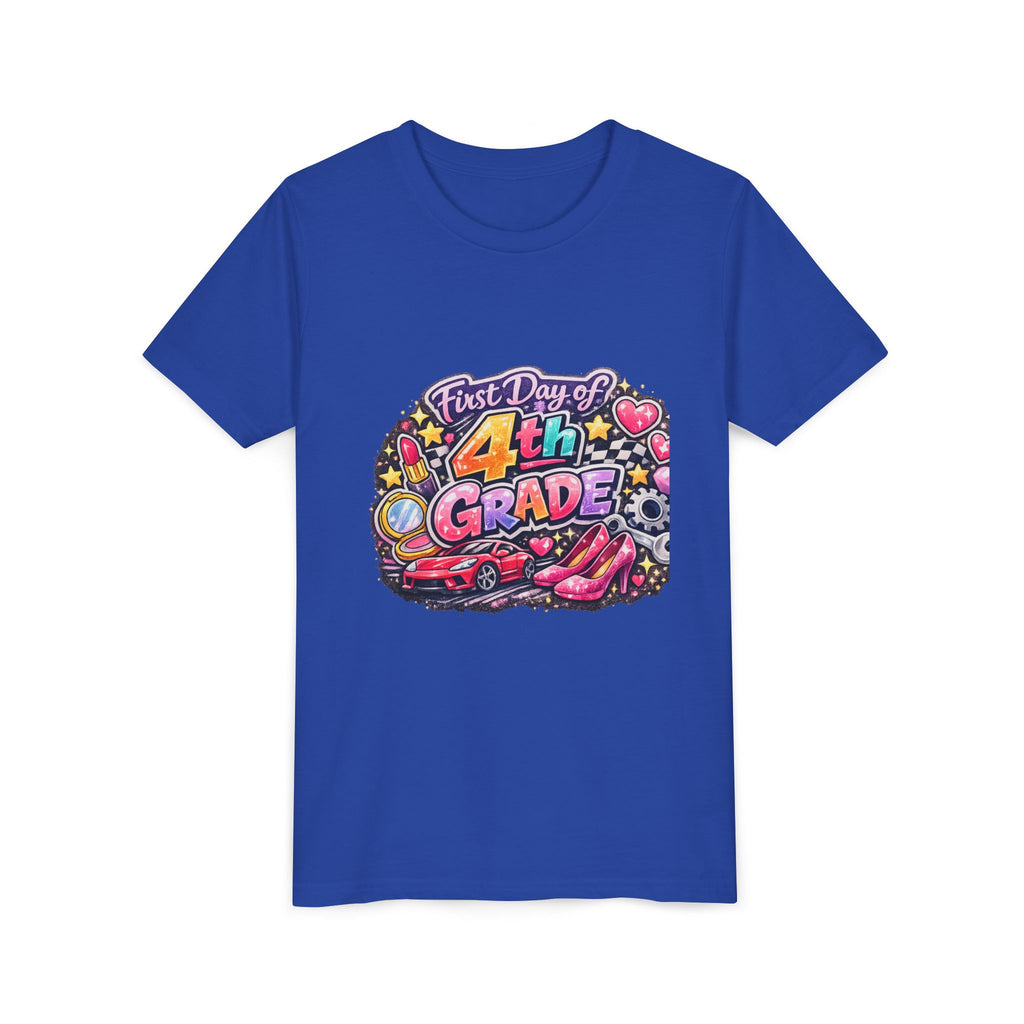First Day of 4th Grade Youth Tee – Back-to-School Kids Shirt