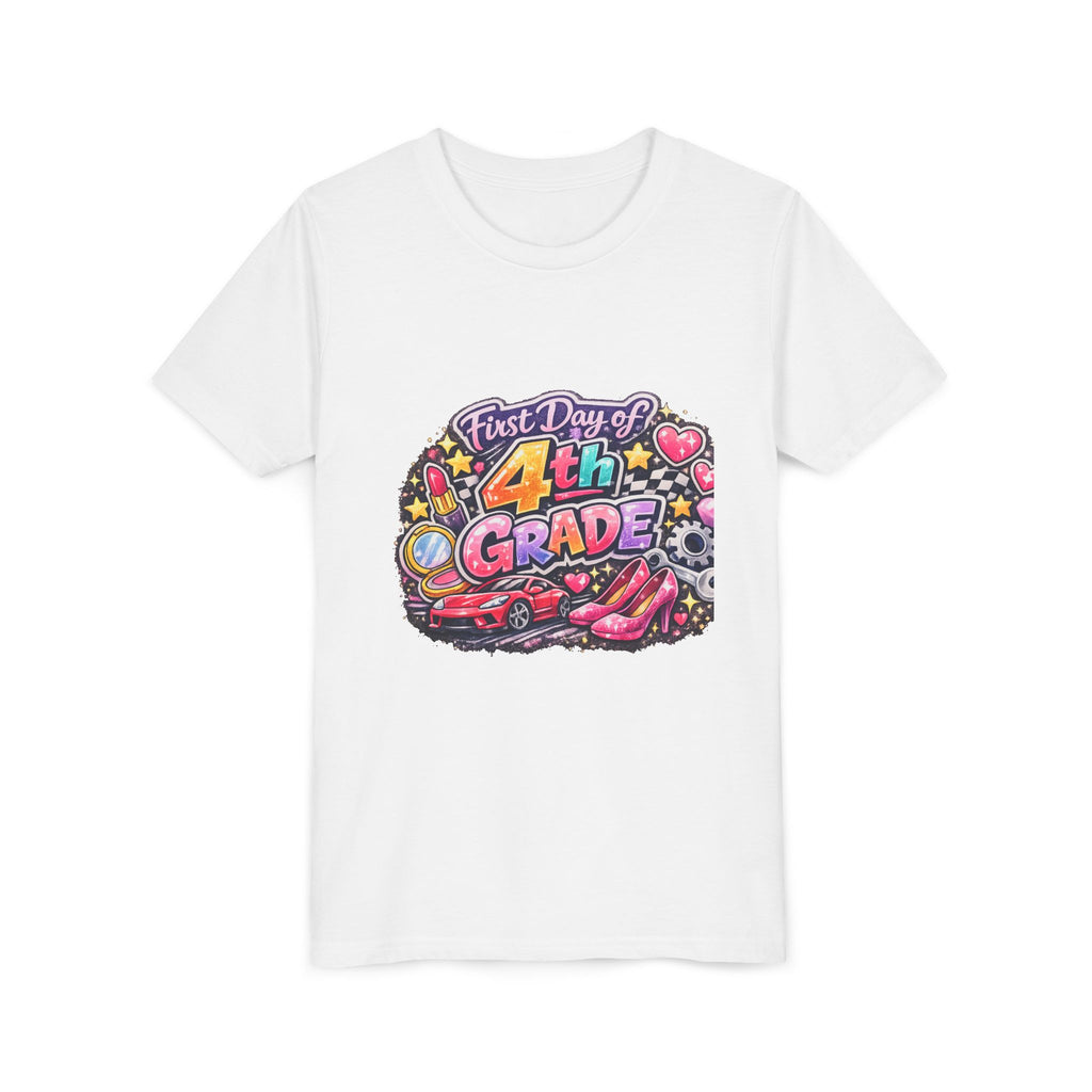 First Day of 4th Grade Youth Tee – Back-to-School Kids Shirt